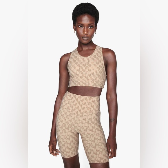 NWT Anine Bing Blair Sports bra and Blake biker shorts monogram logo 2 piece set - Picture 3 of 6